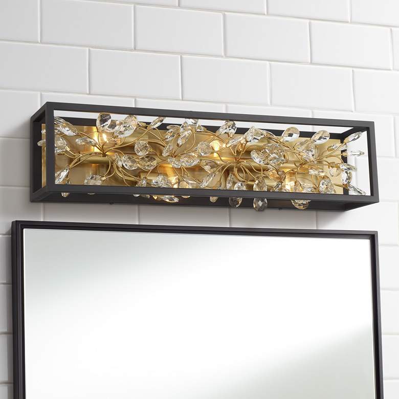Image 2 Possini Euro Carrine 24" Wide Black and Gold Plated 4-Light Bath Light