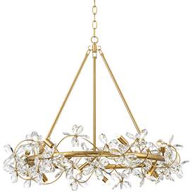 Image3 of Possini Euro Carrine 31 1/2" Wide Gold and Flower Crystal Pendant