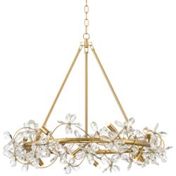 Possini Euro Carrine 31 1/2" Wide Gold and Flower Crystal Pendant