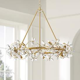 Image2 of Possini Euro Carrine 31 1/2" Wide Gold and Flower Crystal Pendant