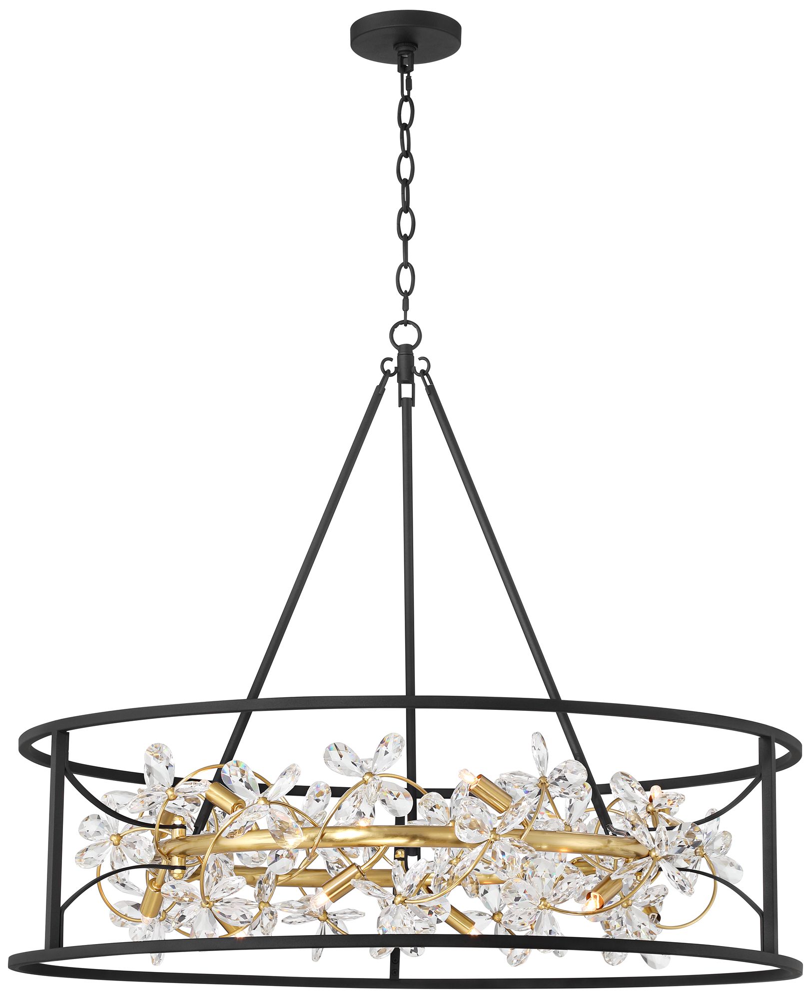 Watch A Video About the Possini Euro Carrine Black and Gold 12 Light LED Ring Pendant