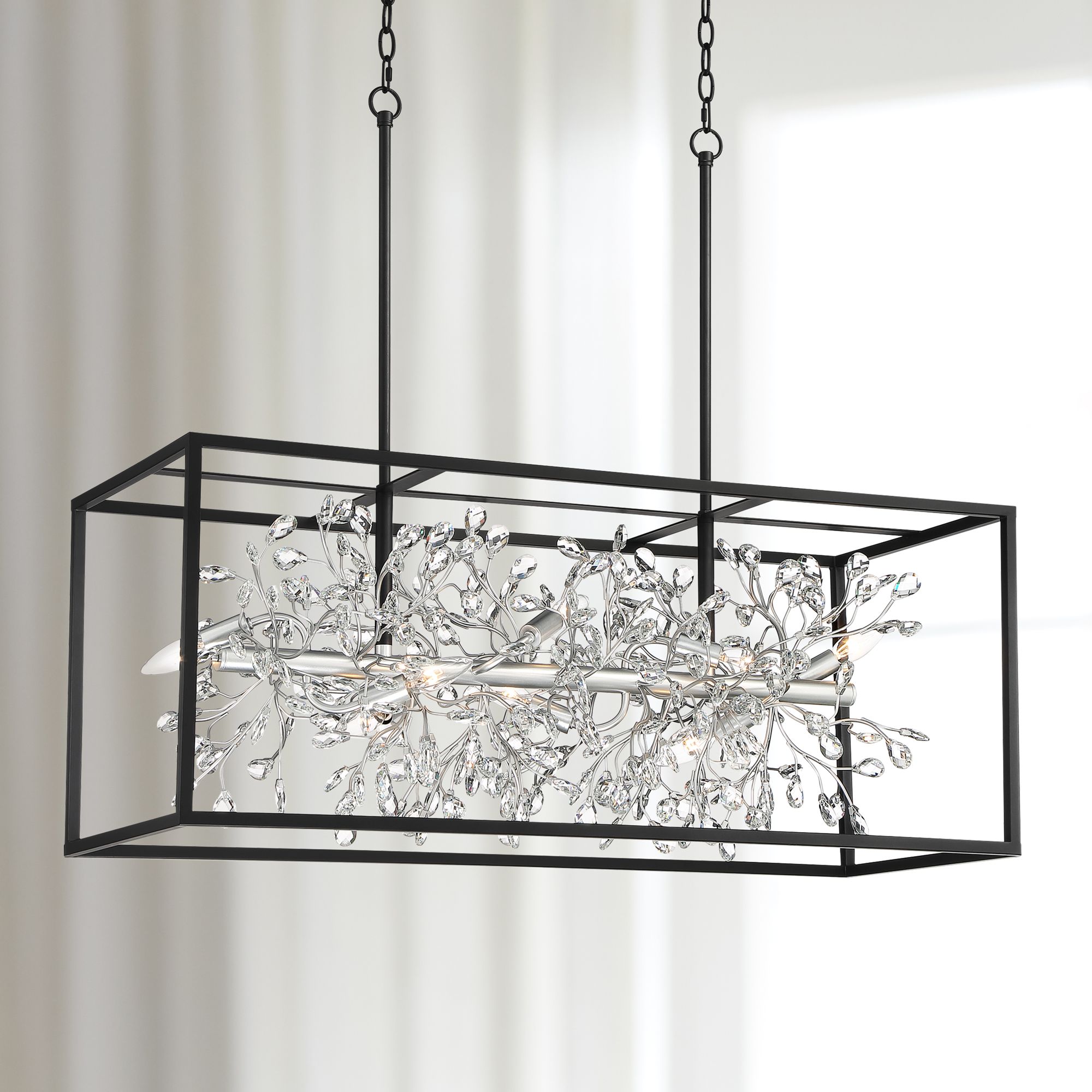 Black on sale rectangle chandelier