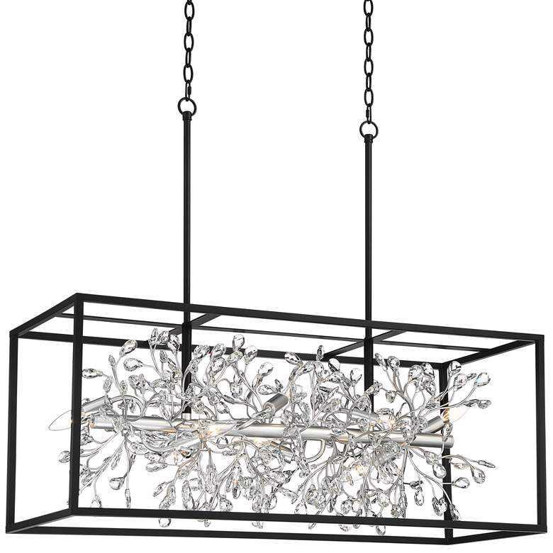 Image 2 Possini Euro Carrine 38 1/2 inch Black and Crystal 8-Light Island Pendant