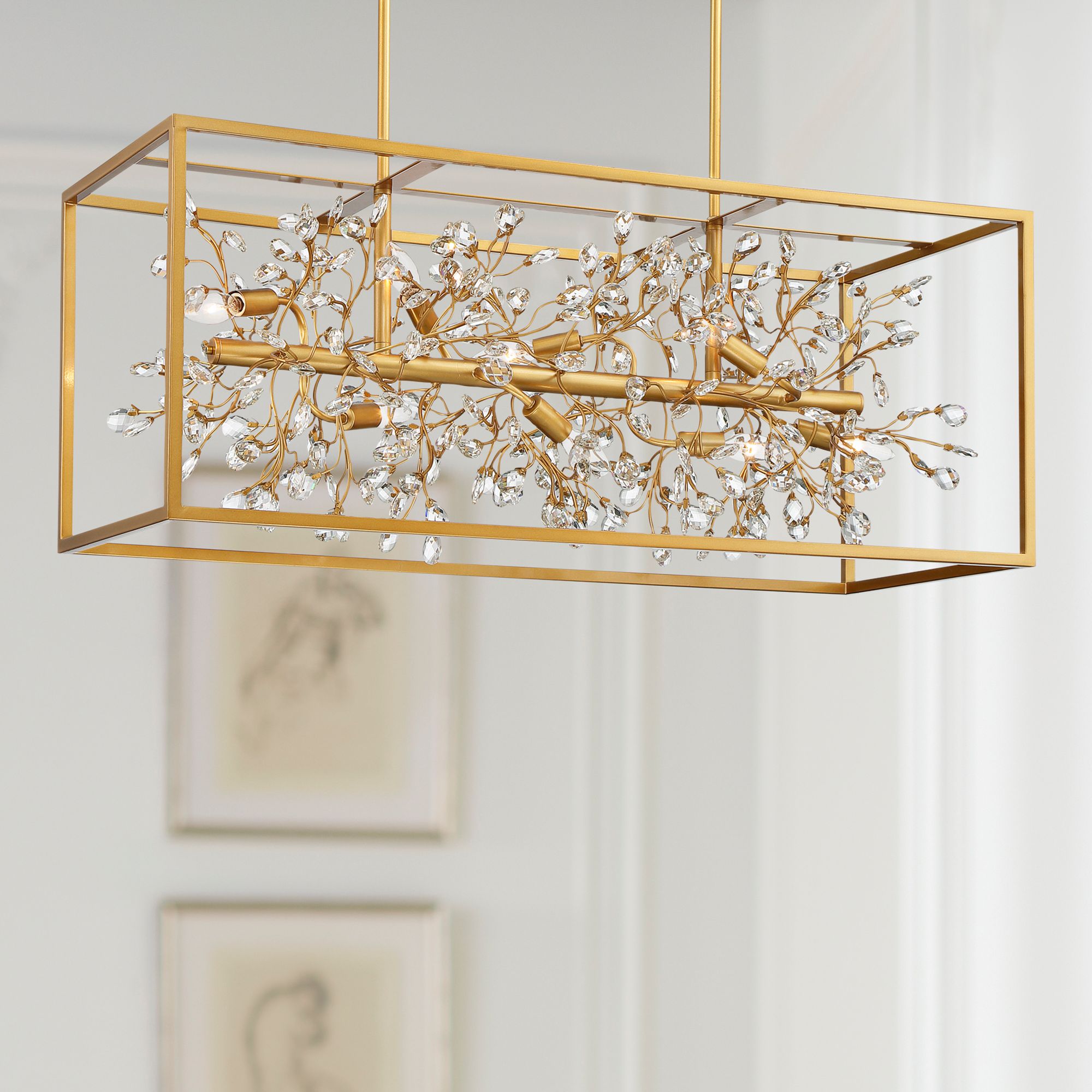 Possini Euro Carrine 38 1/2" Wide Gold Crystal 8-Light Island Pendant