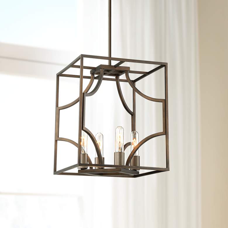 Image 1 Possini Euro Carrington 14 inch Wide Bronze 4-Light Pendant