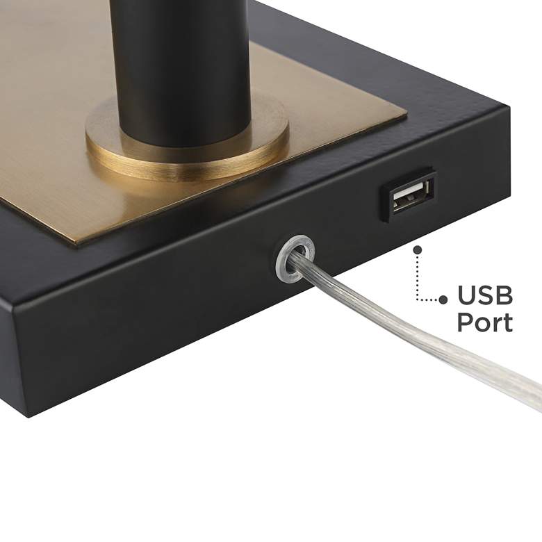 Image 5 Possini Euro Cartwright 32" Brass Black USB Desk Lamps Set of 2 more views