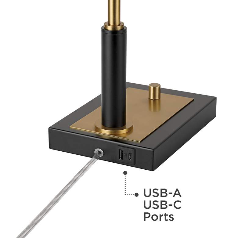 Image 6 Possini Euro Cartwright 32" Brass Black USB Desk Lamps Set of 2 more views