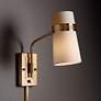 Possini Euro Cartwright Antique Brass Plug-In Wall Lamp with Cord Cover in scene