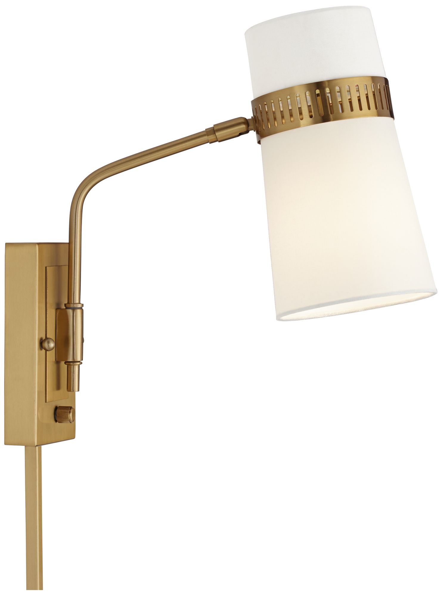 Possini Euro Cartwright Antique Brass Plug-In Wall Lamp with Cord Cover in scene