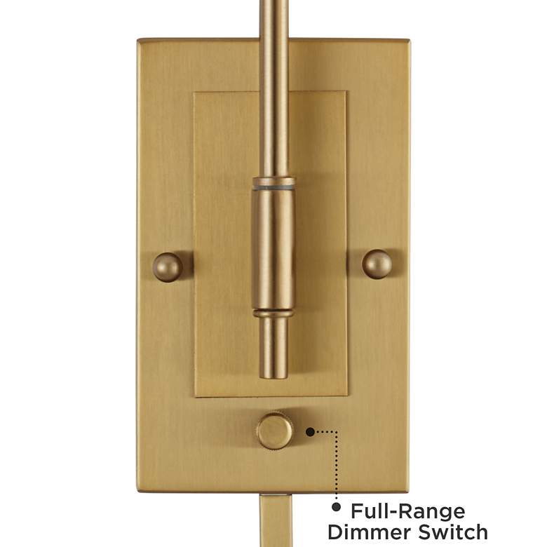 Image 3 Possini Euro Cartwright Brass Plug-In Wall Lamp with Vine Cord Cover more views