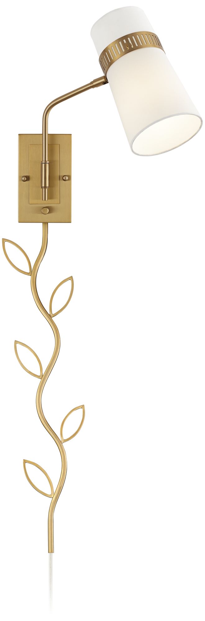 Image 4 Possini Euro Cartwright Brass Plug-In Wall Lamp with Vine Cord Cover more views