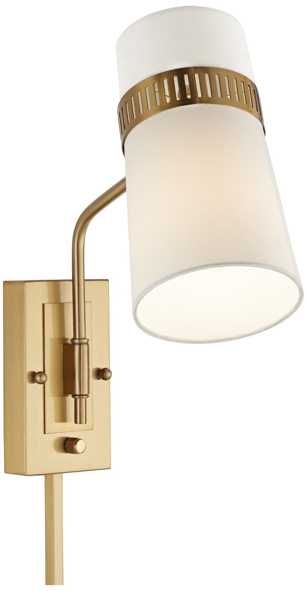 Image 6 Possini Euro Cartwright Brass Plug-In Wall Lamp with Vine Cord Cover more views