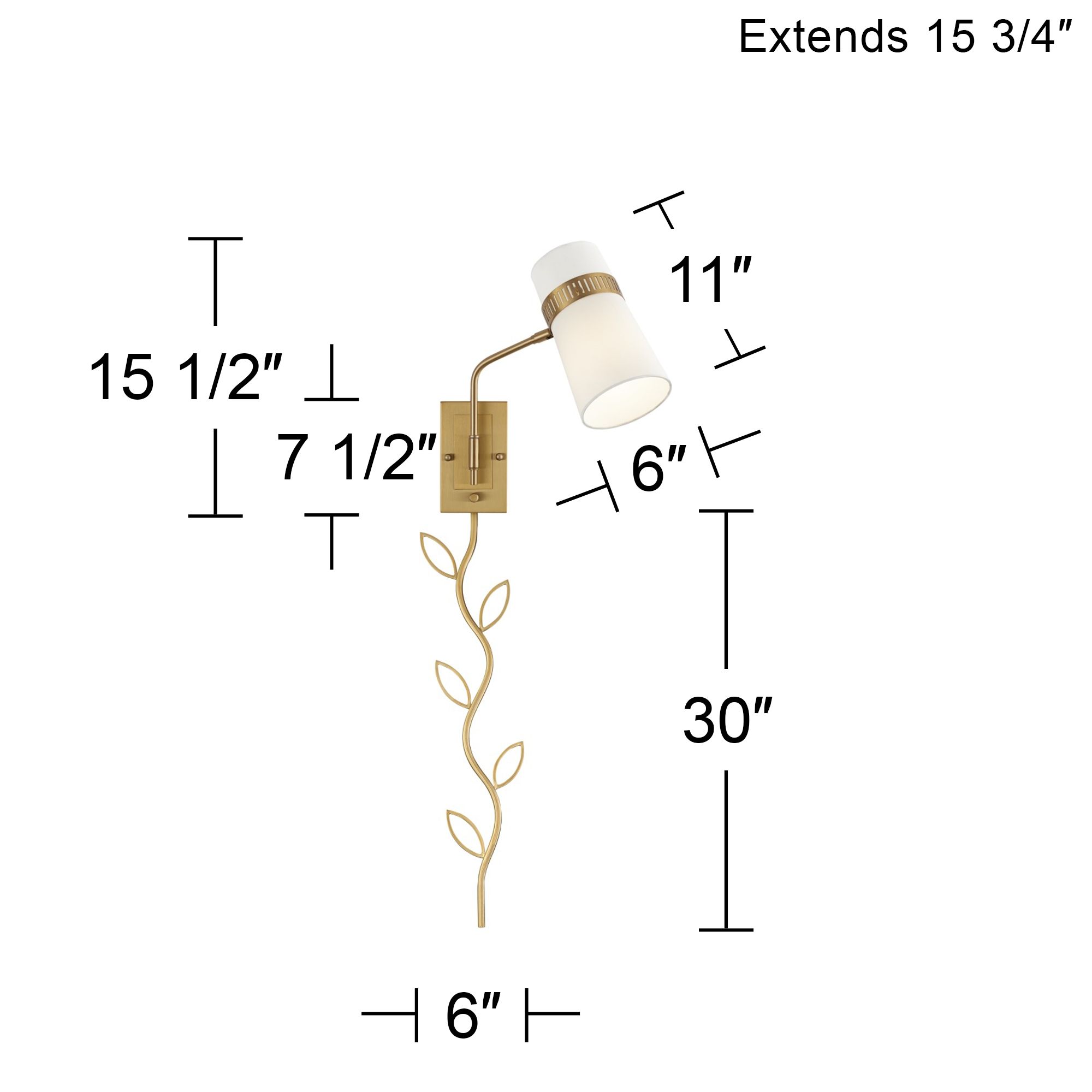 Possini Euro Cartwright Brass Plug-In Wall Lamp with Vine Cord Cover