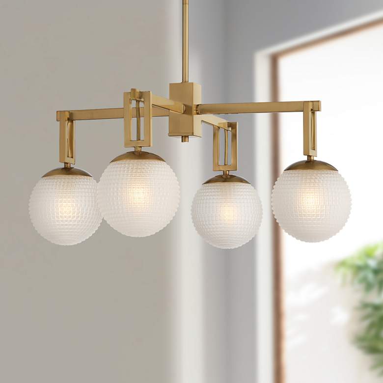 Image 1 Possini Euro Casa 25" Wide 4-Light Gold and Glass Chandelier
