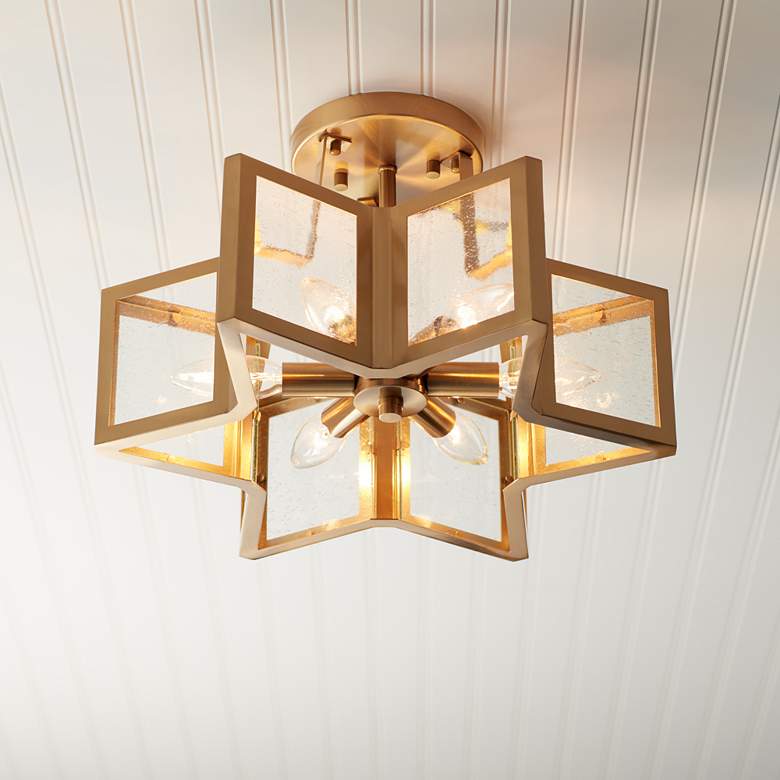 Image 1 Possini Euro Casa Star 16" Warm Antique Brass 6-Light Ceiling Light
