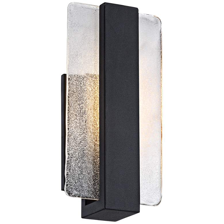 Image 3 Possini Euro Cascadia 11 3/4" High Black Piastra Glass LED Wall Sconce