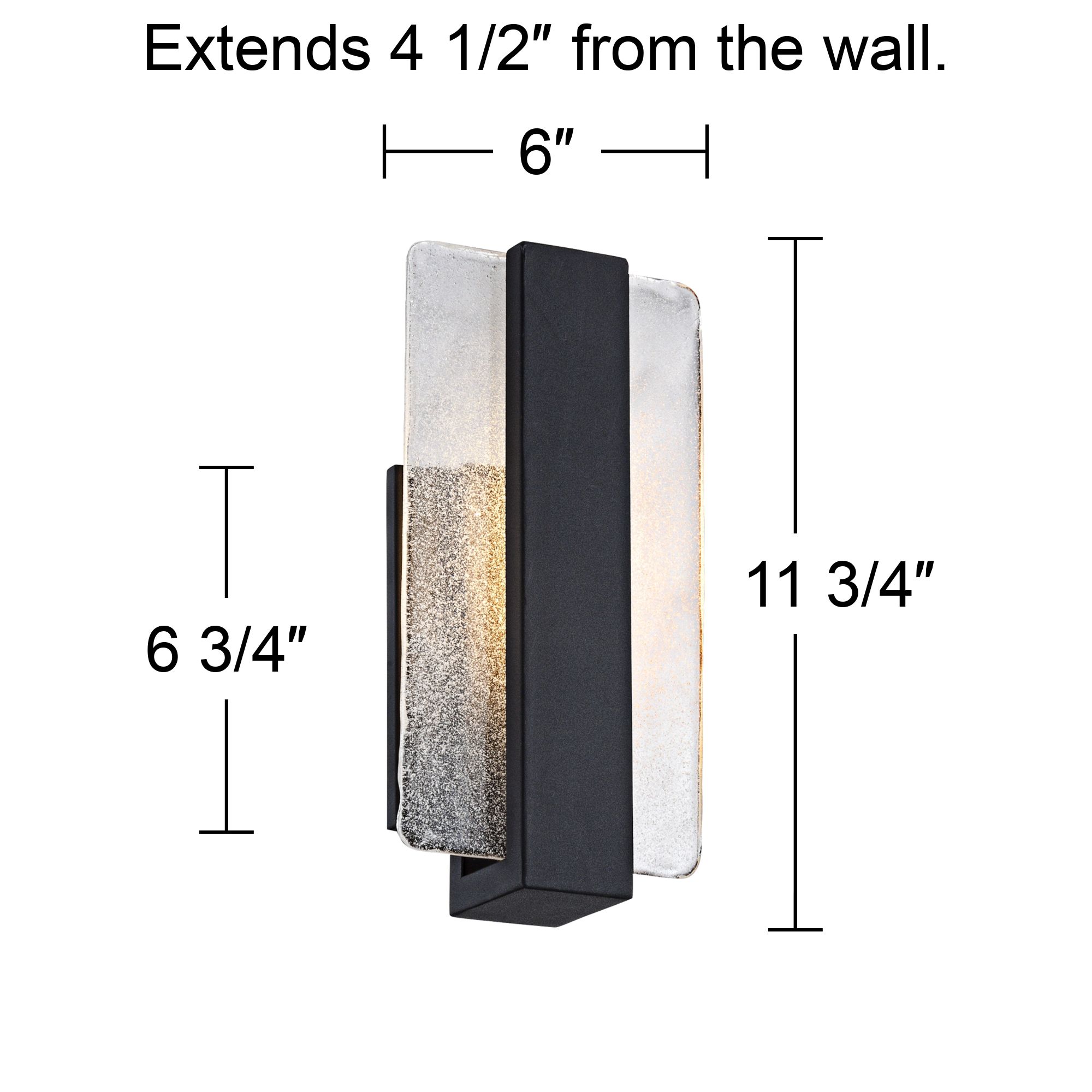 Possini Euro Cascadia 11 3/4" High Black Piastra Glass LED Wall Sconce in scene