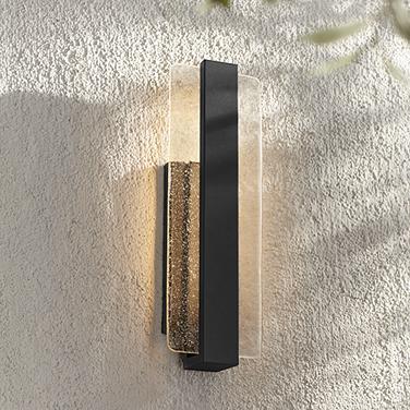 Possini Euro Cascadia 18"H Black Piastra Glass LED Outdoor Wall Light