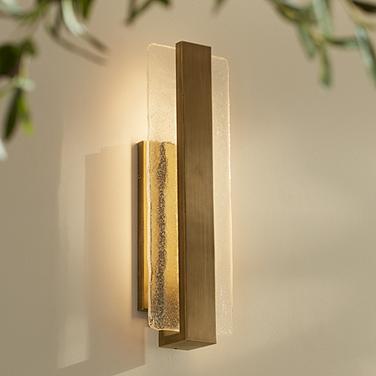 Possini Euro Cascadia 18"H Brass Piastra Glass LED Outdoor Wall Light