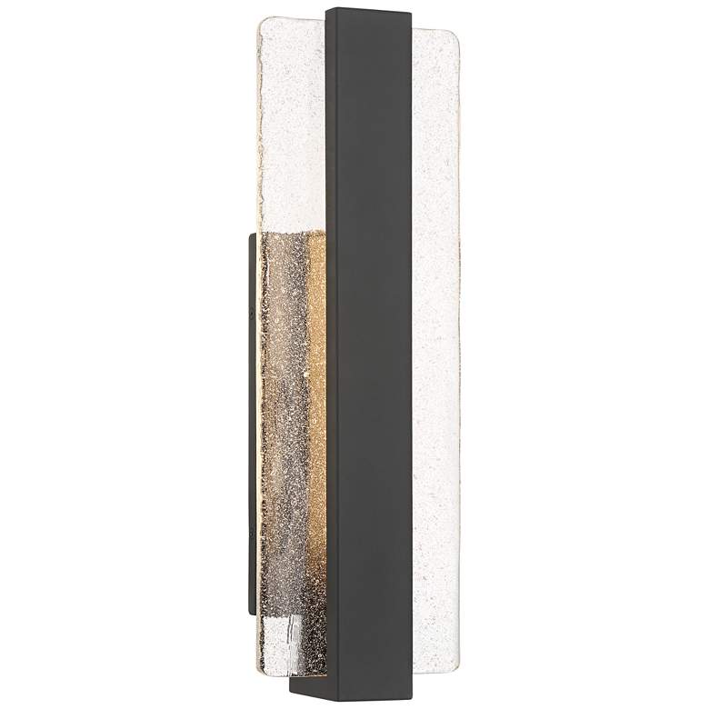 Image 2 Possini Euro Cascadia 18"H Black Piastra Glass LED Outdoor Wall Light