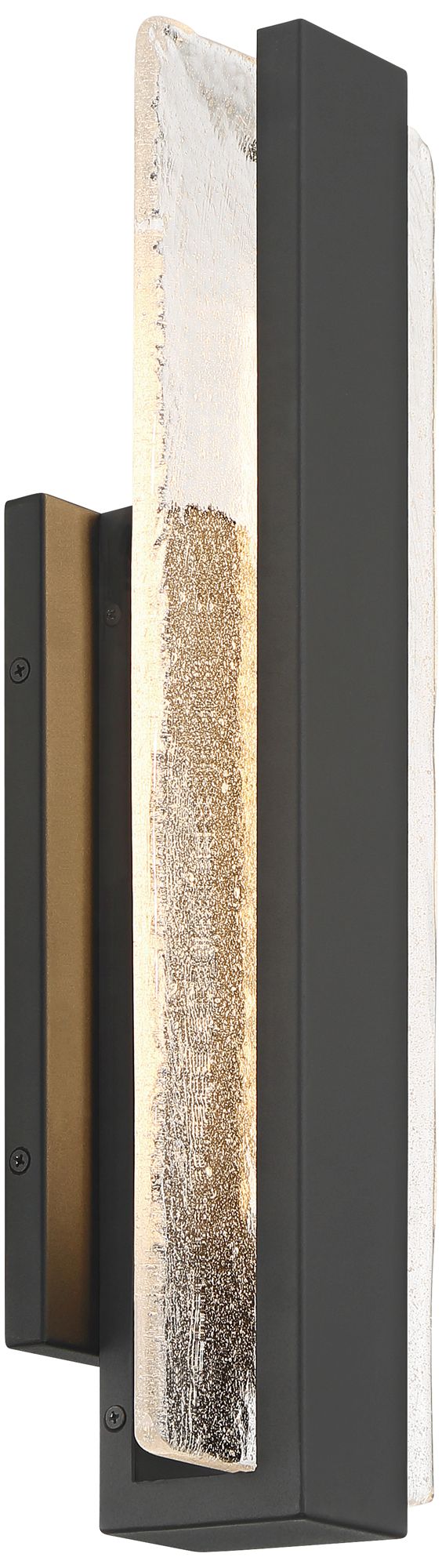 Possini Euro Cascadia 18"H Black Piastra Glass LED Outdoor Wall Light