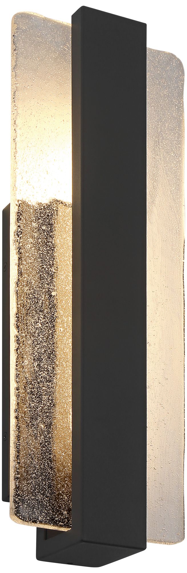 Possini Euro Cascadia 18"H Black Piastra Glass LED Outdoor Wall Light