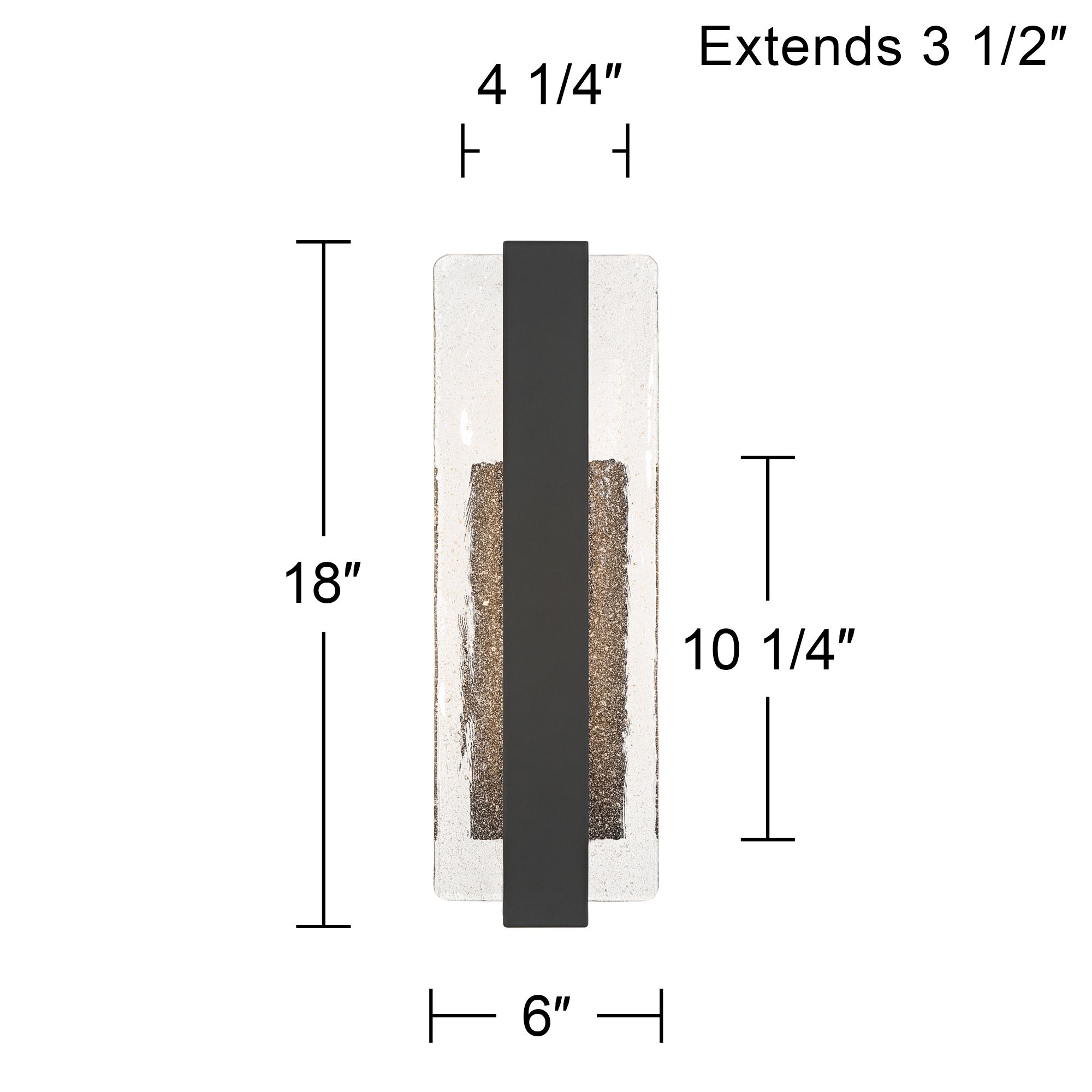 Possini Euro Cascadia 18"H Black Piastra Glass LED Outdoor Wall Light