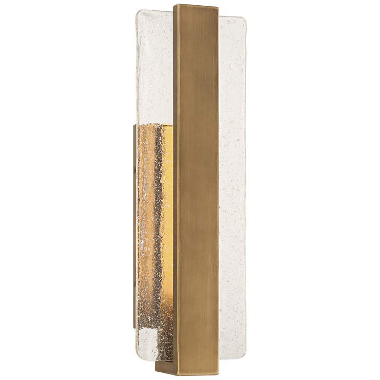 Image 1 Possini Euro Cascadia 18"H Brass Piastra Glass LED Outdoor Wall Light