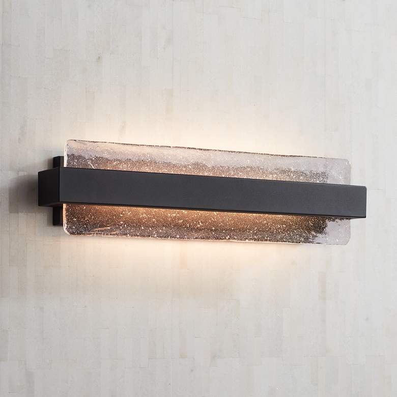 Image 2 Possini Euro Cascadia 23 3/4" High Black Piastra Glass LED Bath Light