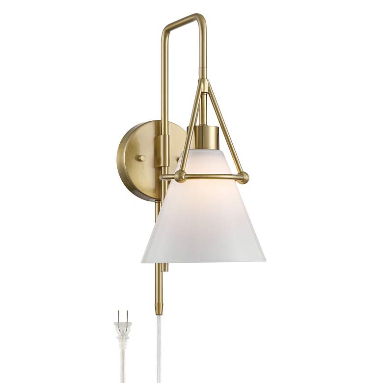 Image 2 Possini Euro Casmere 18" High Modern Gold Plug-In Wall Sconce