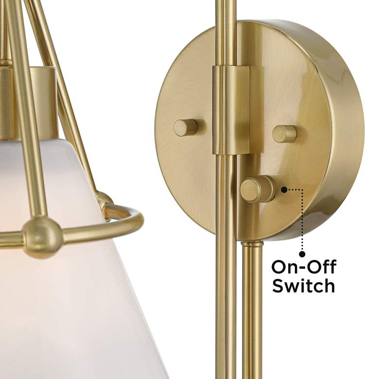 Image 3 Possini Euro Casmere 18" High Modern Gold Plug-In Wall Sconce more views