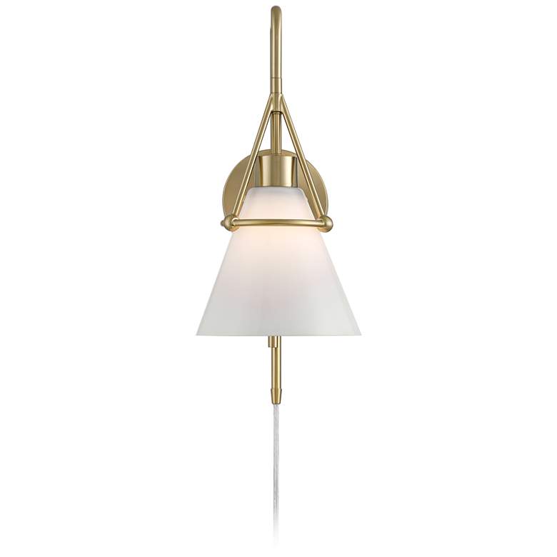 Image 5 Possini Euro Casmere 18" High Modern Gold Plug-In Wall Sconce more views