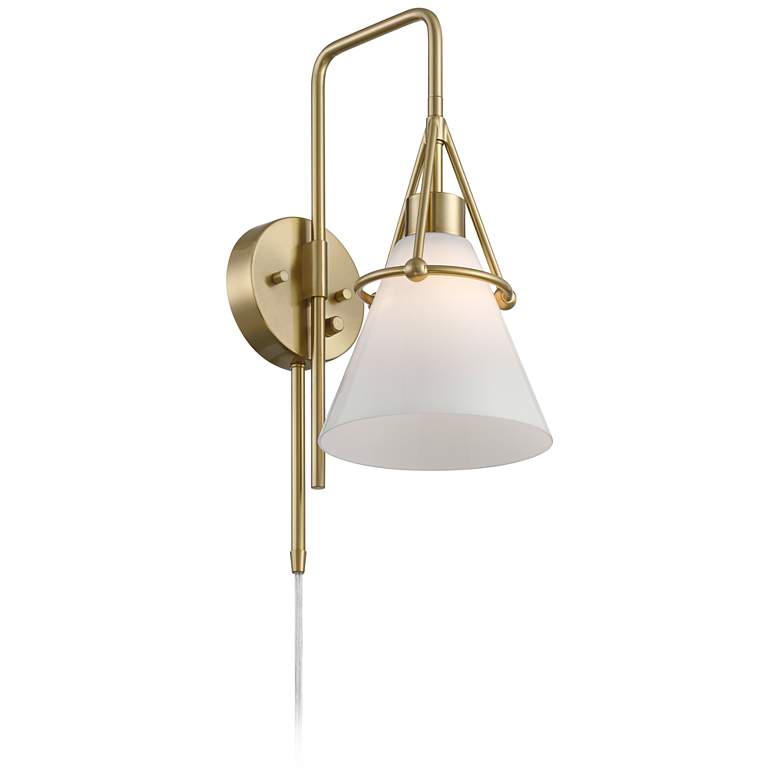 Image 6 Possini Euro Casmere 18" High Modern Gold Plug-In Wall Sconce more views