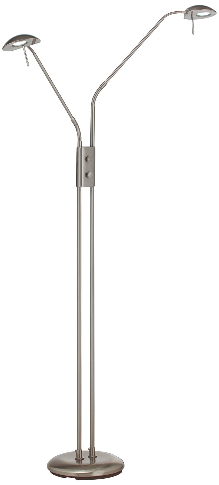 Image 3 Possini Euro Casper Adjustable Nickel 2-Light LED Pharmacy Floor Lamp