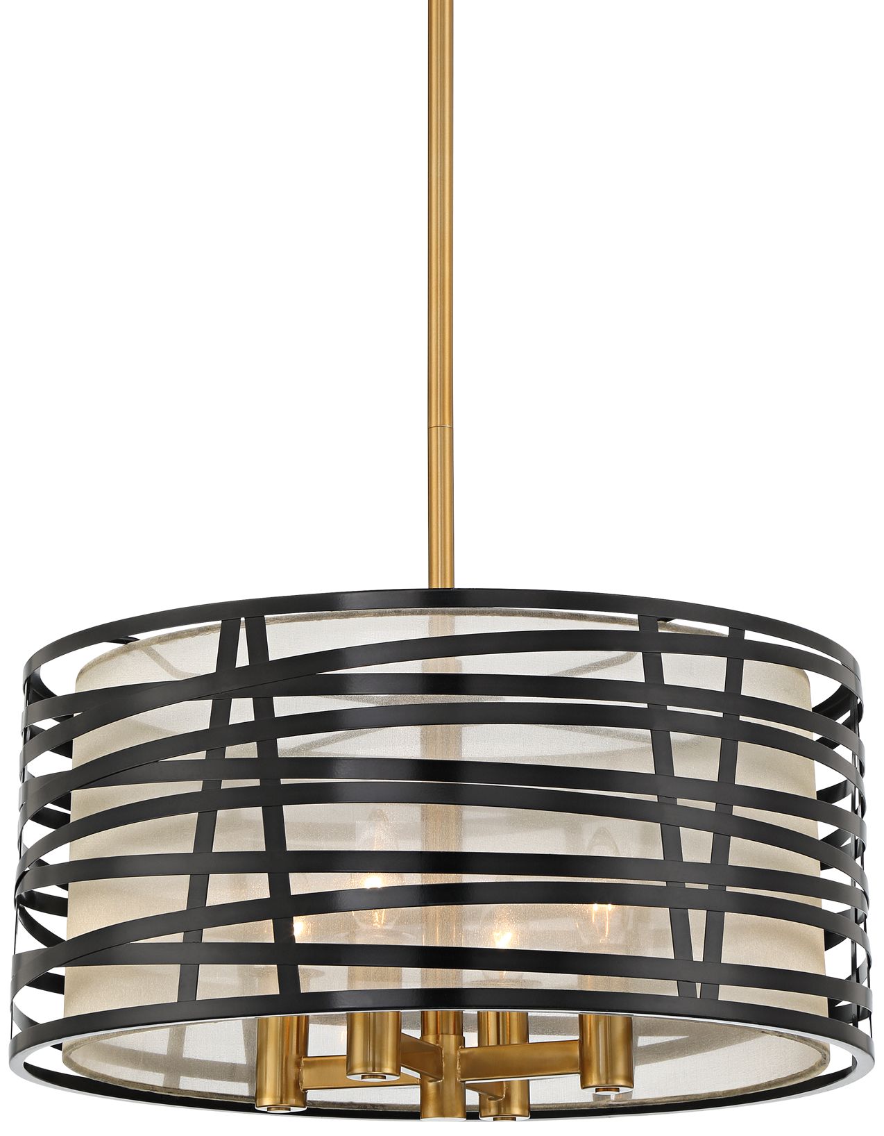 Possini Euro Cassia 20" Wide Gloss Black Antique Brass 4-Light Pendant