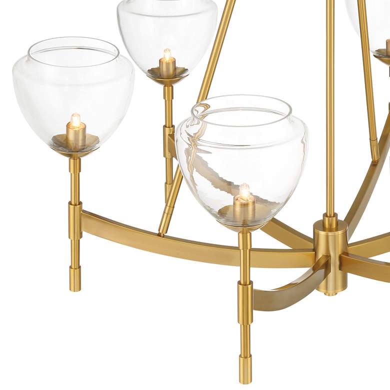 Image 4 Possini Euro Cassidy 34" Glass and Antique Brass 6-Light Chandelier more views