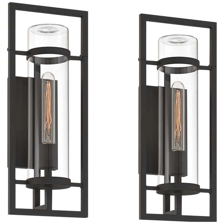 Image 2 Possini Euro Castello 18"H Black Marine Outdoor Wall Light Set of 2