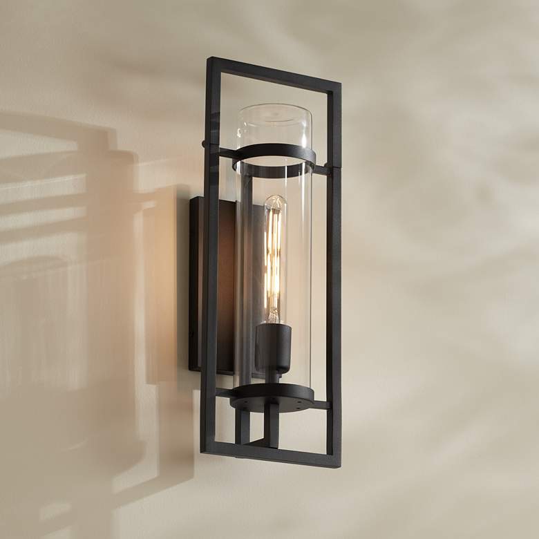 Image 1 Possini Euro Castello 18"H Sand Black Marine Grade Outdoor Wall Light