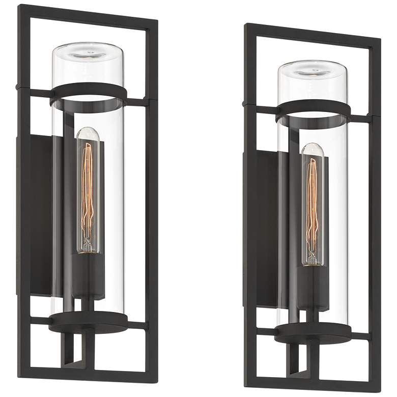 Image 2 Possini Euro Castello 18"H Sand Black Wall Sconce Set of 2