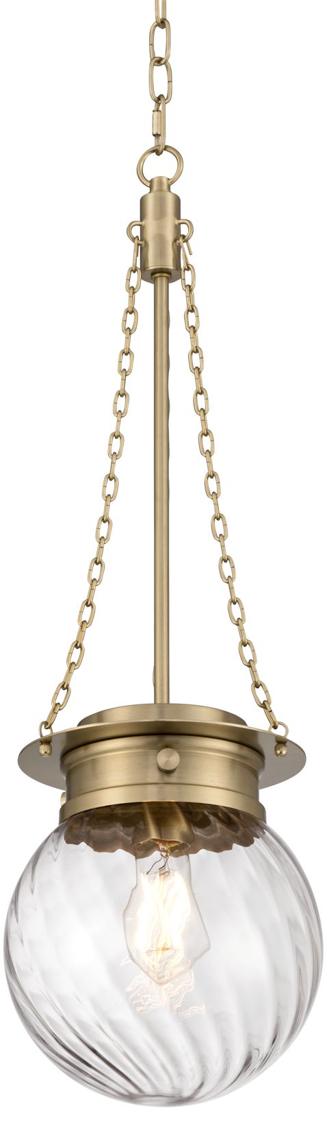 Image 3 Possini Euro Catherine 9"W Satin Brass Twist Glass Mini Pendant Light