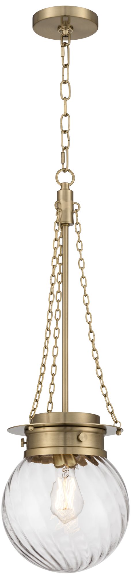 Possini Euro Catherine 9"W Satin Brass Twist Glass Mini Pendant Light in scene