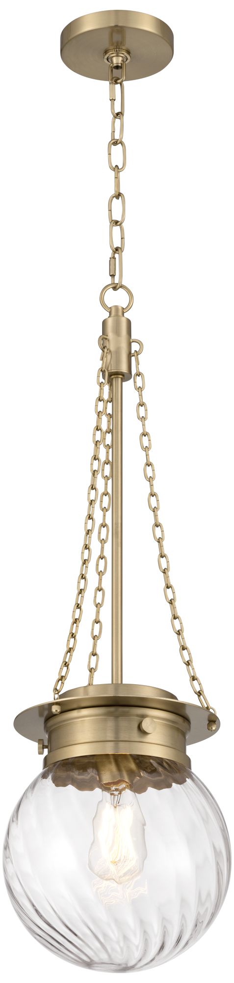 Possini Euro Catherine 9"W Satin Brass Twist Glass Mini Pendant Light in scene