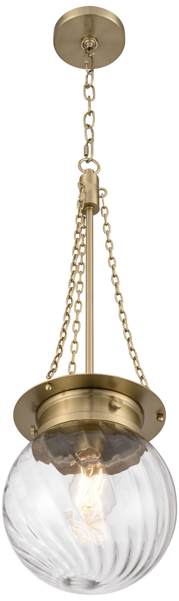 Possini Euro Catherine 9"W Satin Brass Twist Glass Mini Pendant Light in scene