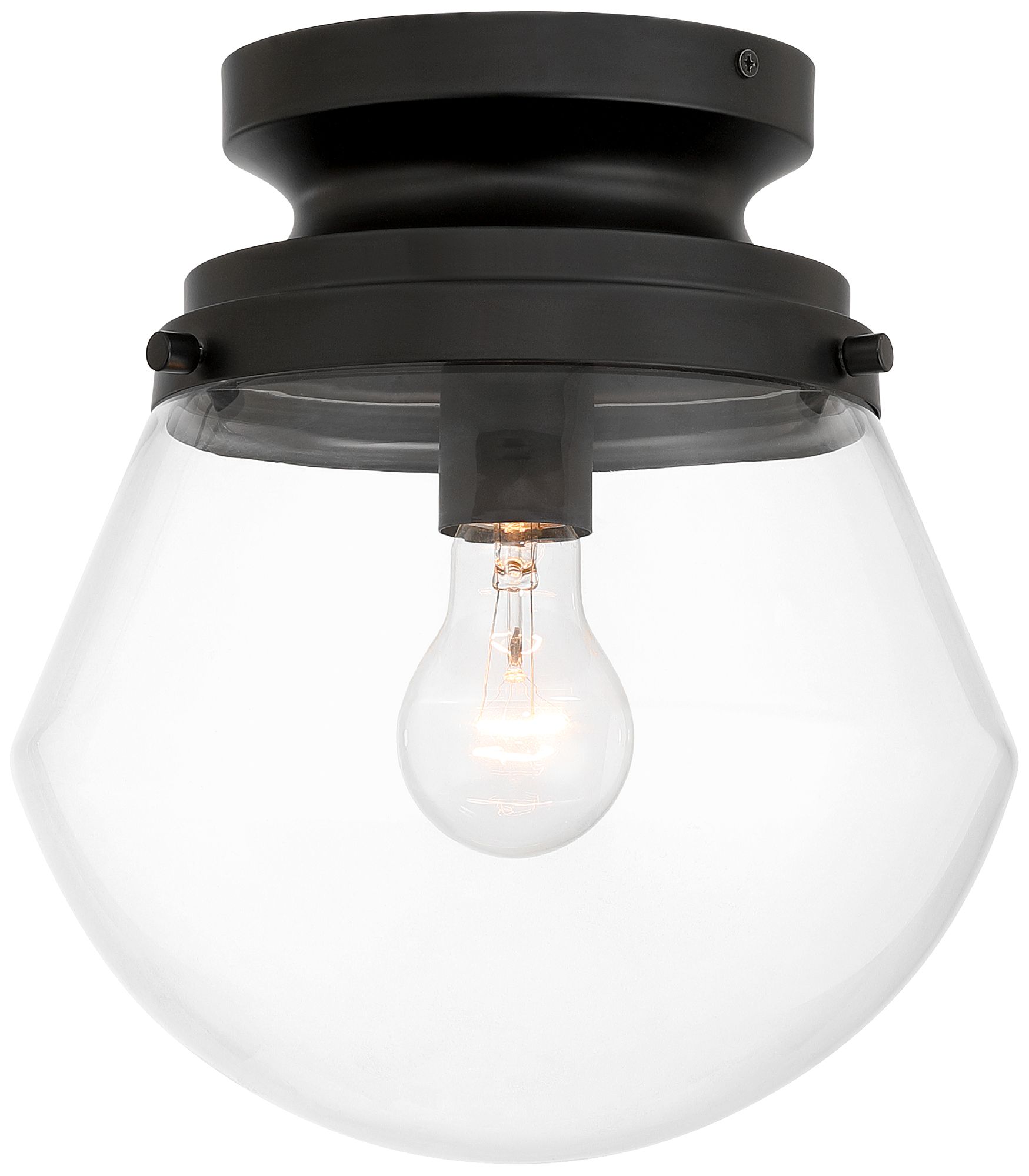 Image 2 Possini Euro Cato 10" Wide Black Flush Small Schoolhouse Ceiling Light