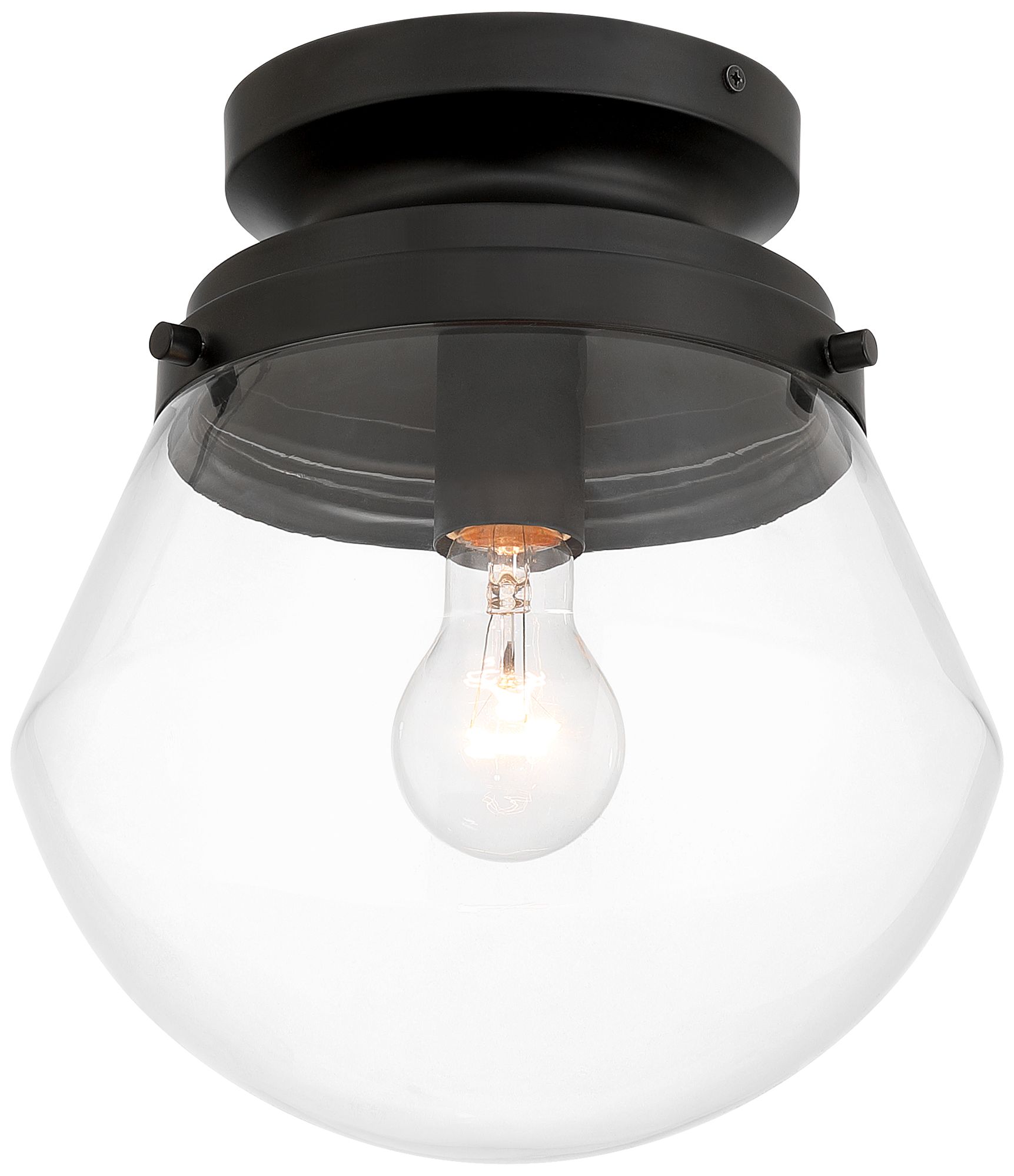 Image 5 Possini Euro Cato 10" Wide Black Flush Small Schoolhouse Ceiling Light more views