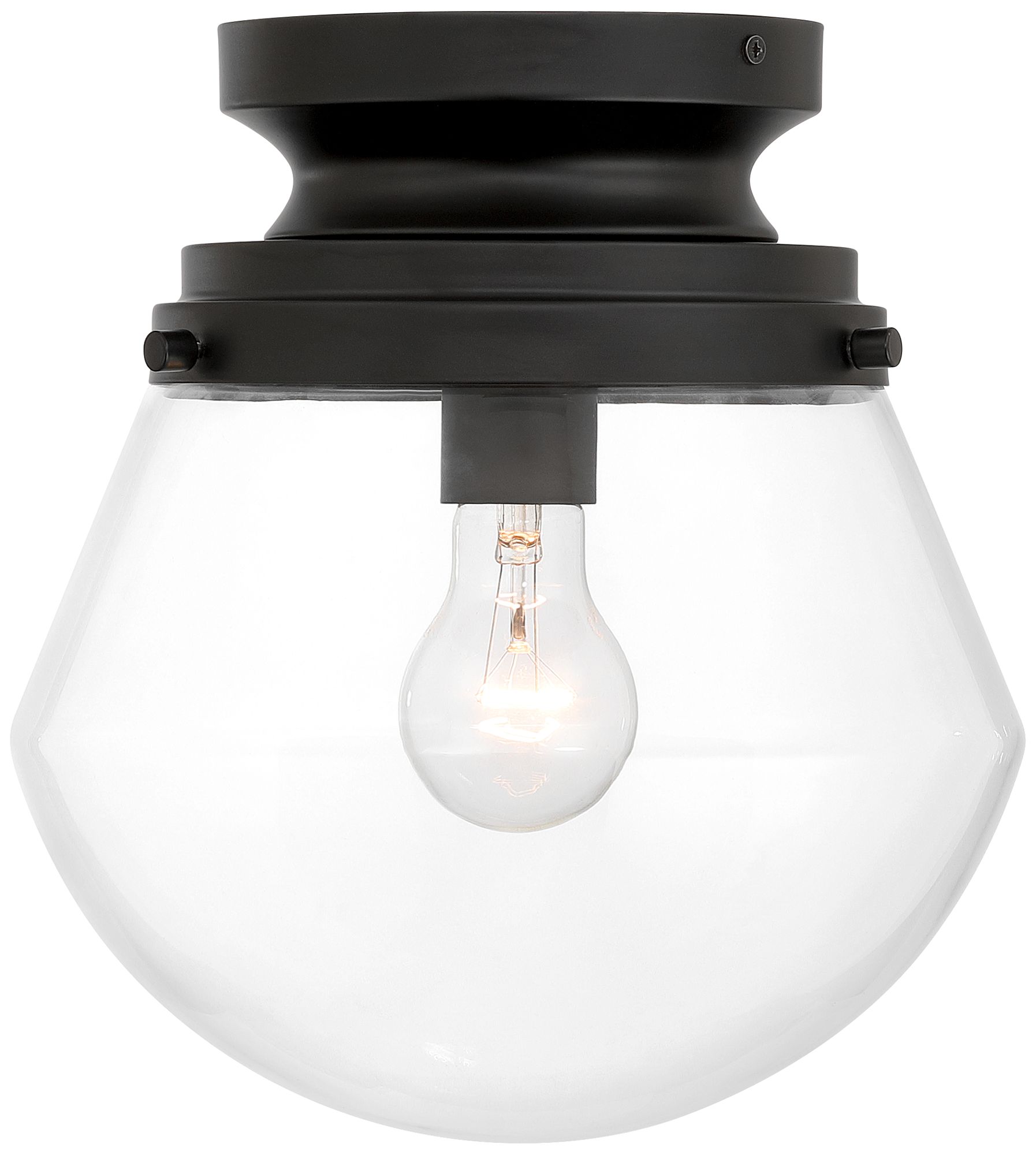 Image 6 Possini Euro Cato 10" Wide Black Flush Small Schoolhouse Ceiling Light more views