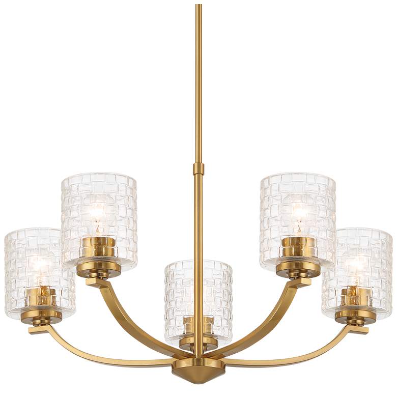 Image 3 Possini Euro Caulfield 26" Wide Gold and Glass 5-Light Chandelier