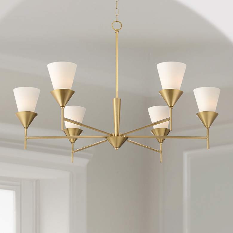 Image 1 Possini Euro Caulfield 36" Wide Gold 6-Light Chandelier