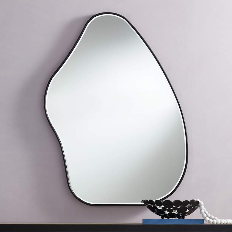 Image 2 Possini Euro Cavandish 28" x 38" Matte Black Modern Wall Mirror