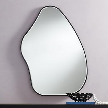 Possini Euro Cavandish 28" x 38" Matte Black Modern Wall Mirror